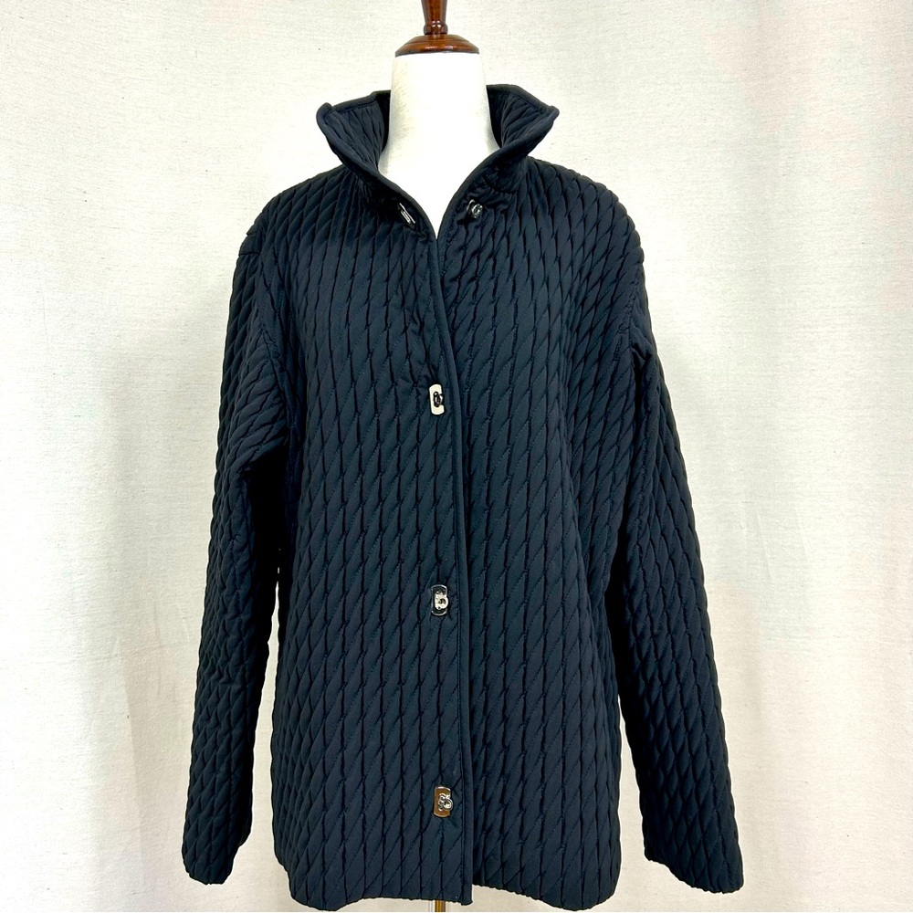 GALLERY Quilted Stand Collar Black Jacket
